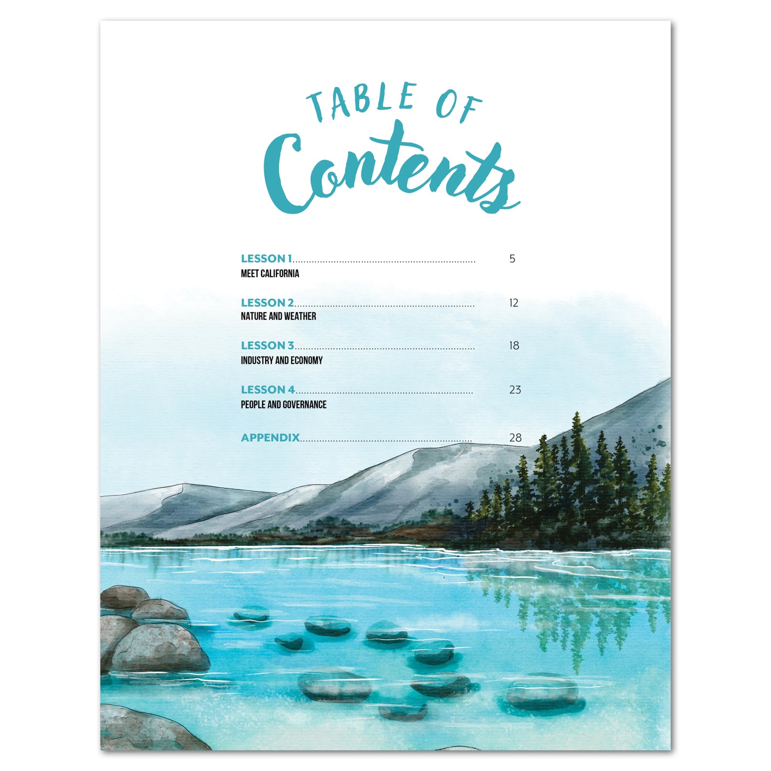 California Fifty States Homeschool Unit Study Printed Teacher's Guide Table of Contents