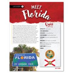 Florida Fifty States Homeschool Unit Study Printed Teacher's Guide Lesson 1 Part 1