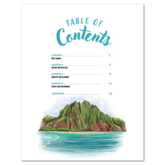 Hawaii Fifty States Homeschool Unit Study Printed Teacher's Guide Table of Contents