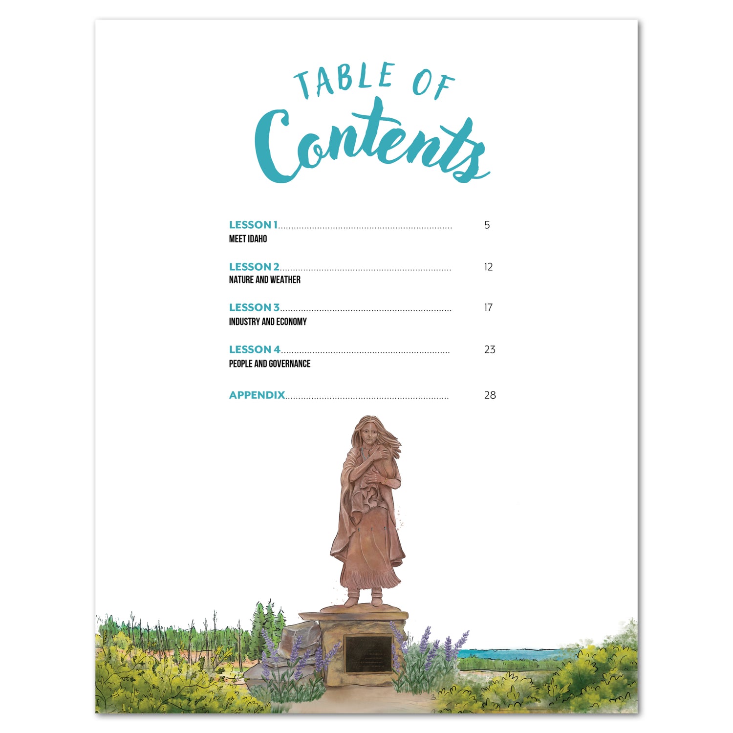 Idaho Fifty States Homeschool Unit Study Printed Teacher's Guide Table of Contents