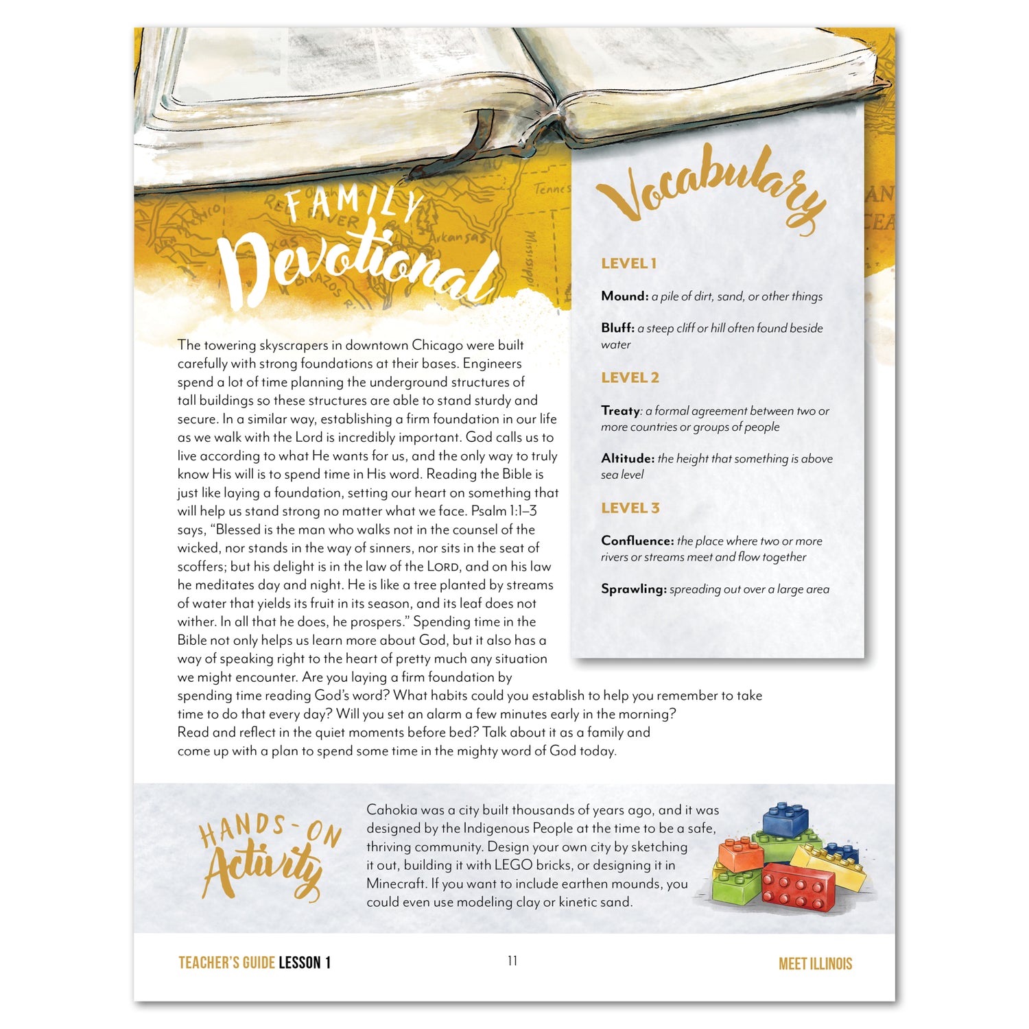 Illinois Fifty States Homeschool Unit Study Printed Teacher's Guide Lesson 1 Part 2