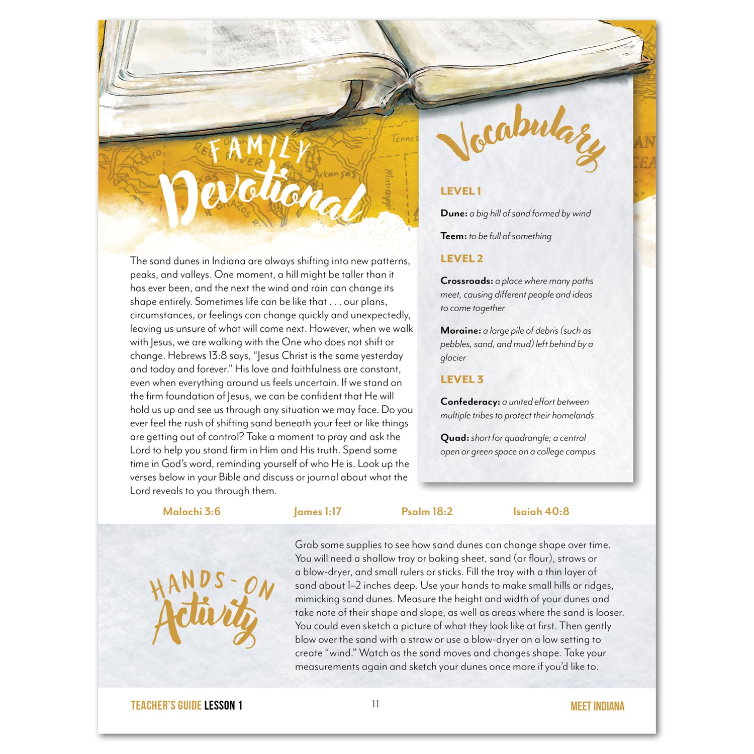 Indiana Fifty States Homeschool Unit Study Printed Teacher's Guide Lesson 1 Part 2