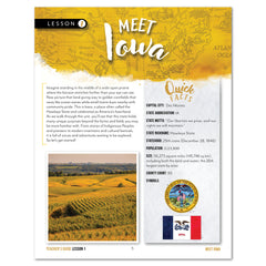 Iowa Fifty States Homeschool Unit Study Printed Teacher's Guide Lesson 1 Part 1
