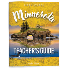 Teacher's Guide book cover featuring a scenic illustration of Minnesota with a lake and trees.