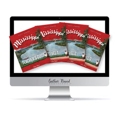 Computer screen with images of Mississippi's Teacher's Guide and student book covers