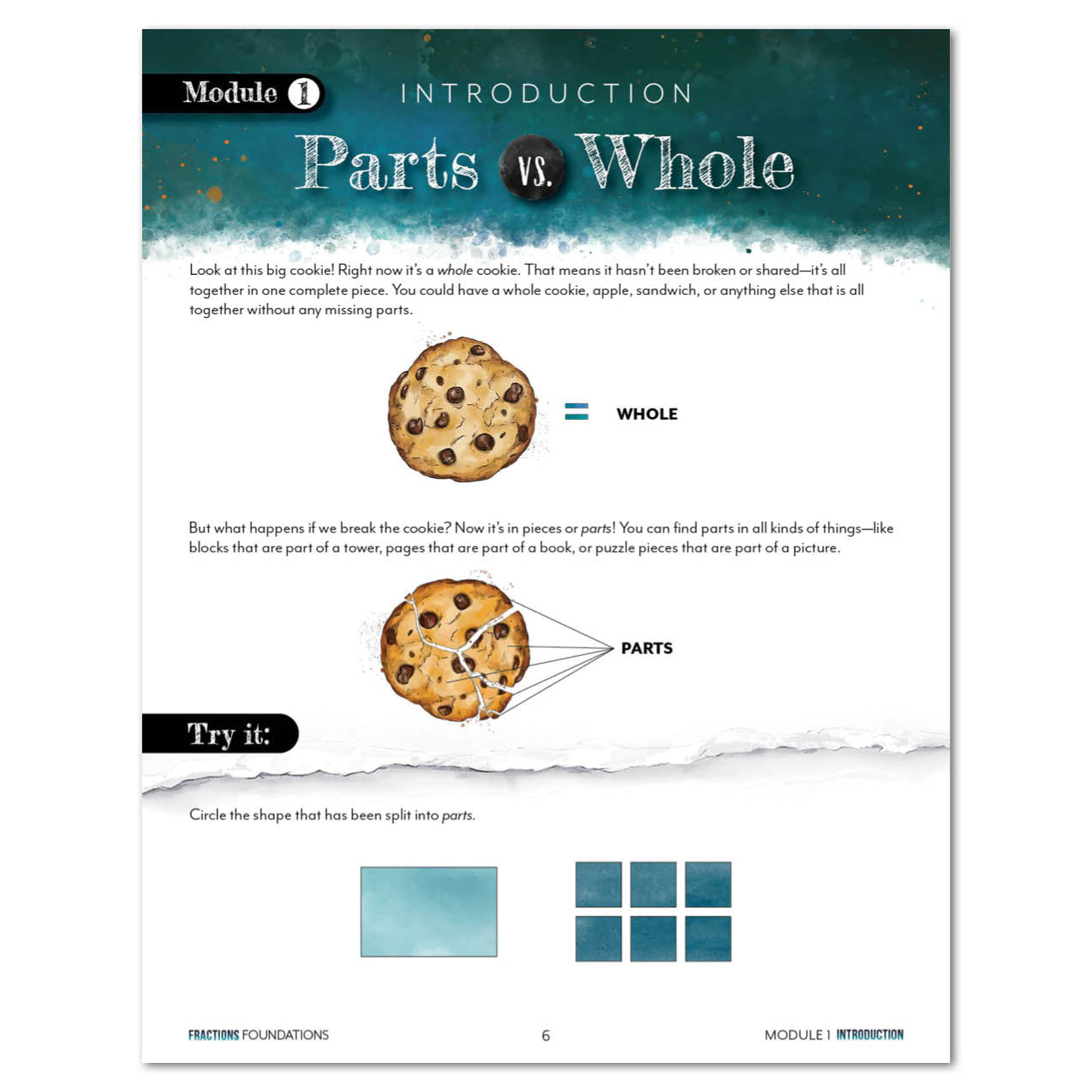 Fractions worksheet on parts vs. whole
