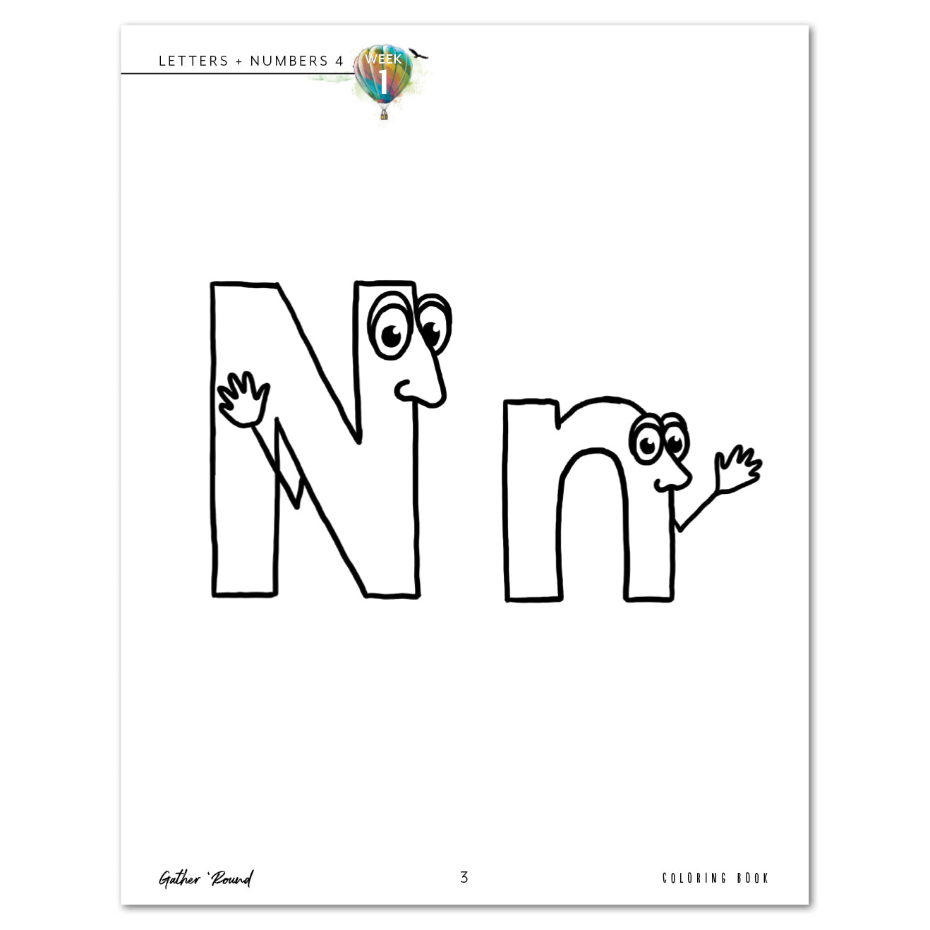 Letters + Numbers 4 In The Air Digital Coloring Book Week 1 Letter Nn
