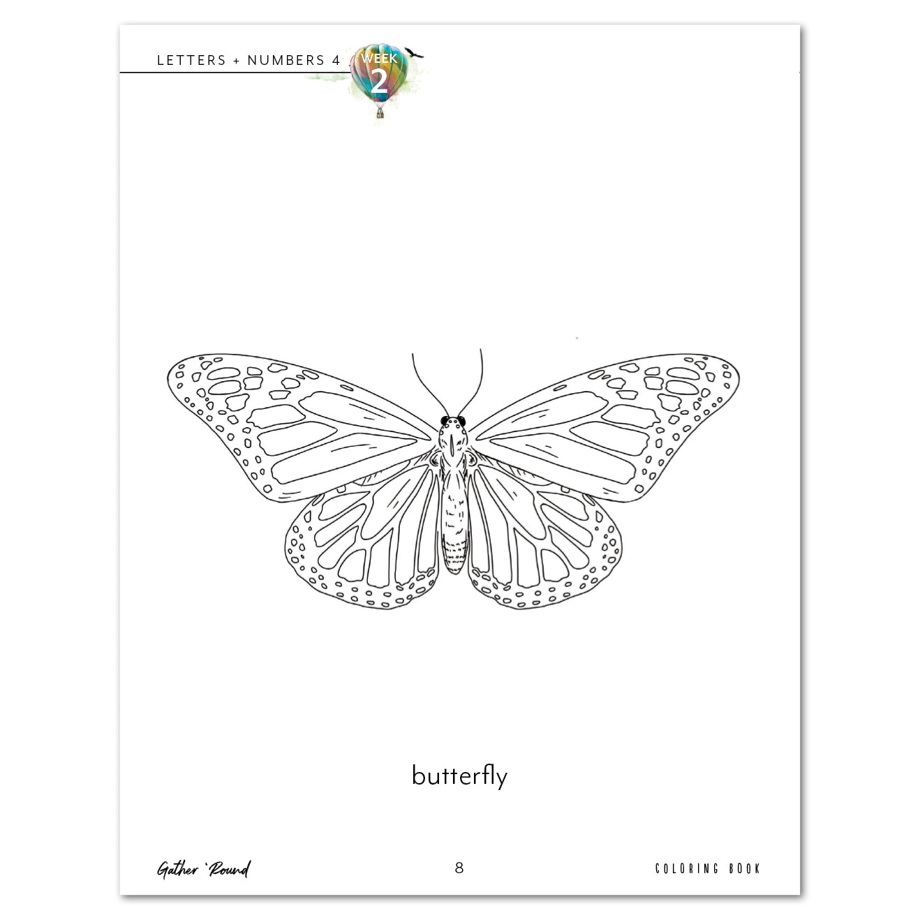 Letters + Numbers 4 In The Air Digital Coloring Book Week 2 Butterfly