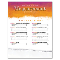 Measurement Foundations modular math homeschool printed book table of contents