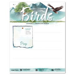 North American Birds part two homeschool unit study print unit planner prep page