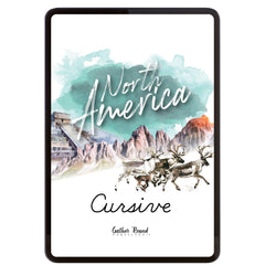 North America homeschool unit study digital student workbook in cursive