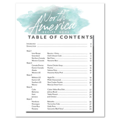 North America homeschool unit study print student recipe book table of contents