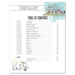 North America homeschool unit study digital Teacher's Guide table of contents 