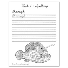 Oceans homeschool unit study print student workbook cursive week one spelling 