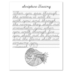 Oceans homeschool unit study digital student workbook cursive scripture tracing