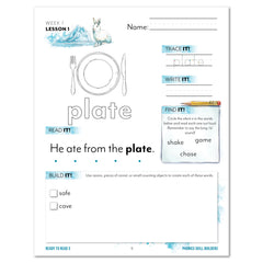 Ready to Read 3 At Ice + Snow Homeschool Unit Study Printed Phonics Skill Builders Week 1 Lesson 1