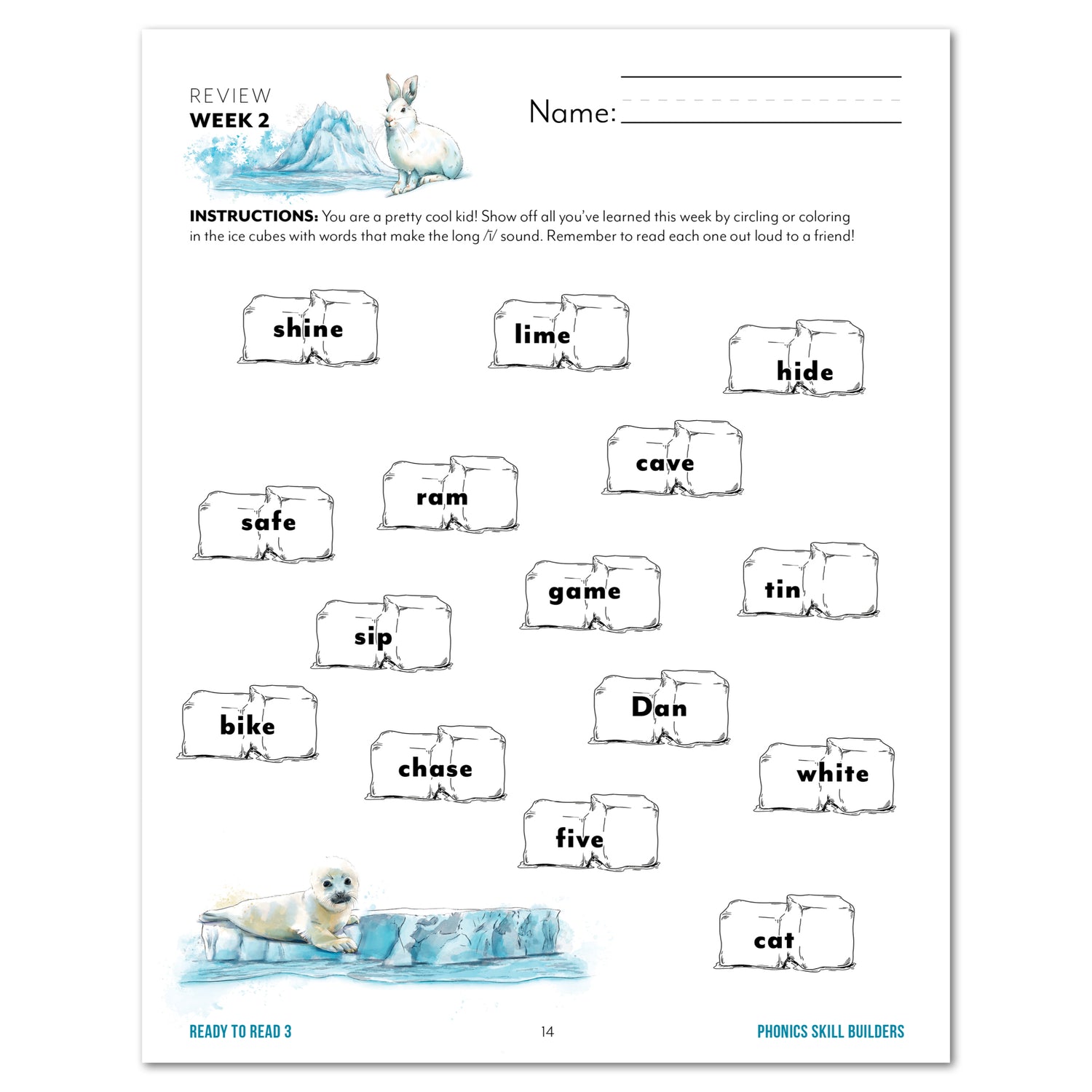 Ready to Read 3 At Ice + Snow Homeschool Unit Study Digital Phonics Skill Builders Week 2 Review