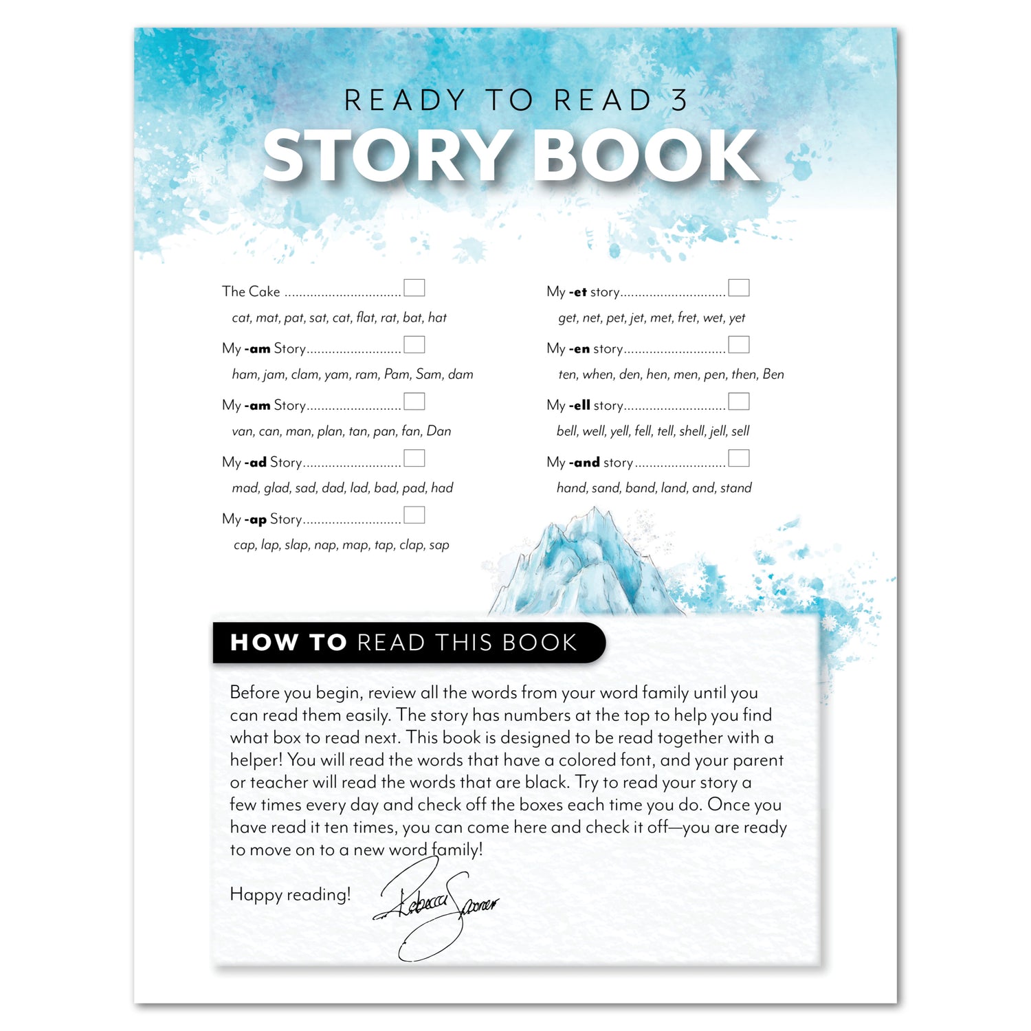 Ready to Read 3 At Ice + Snow Homeschool Unit Study Printed Story Book Table of Contents