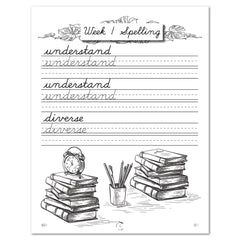 South America homeschool unit study printed student workbook Cursive week one spelling worksheet