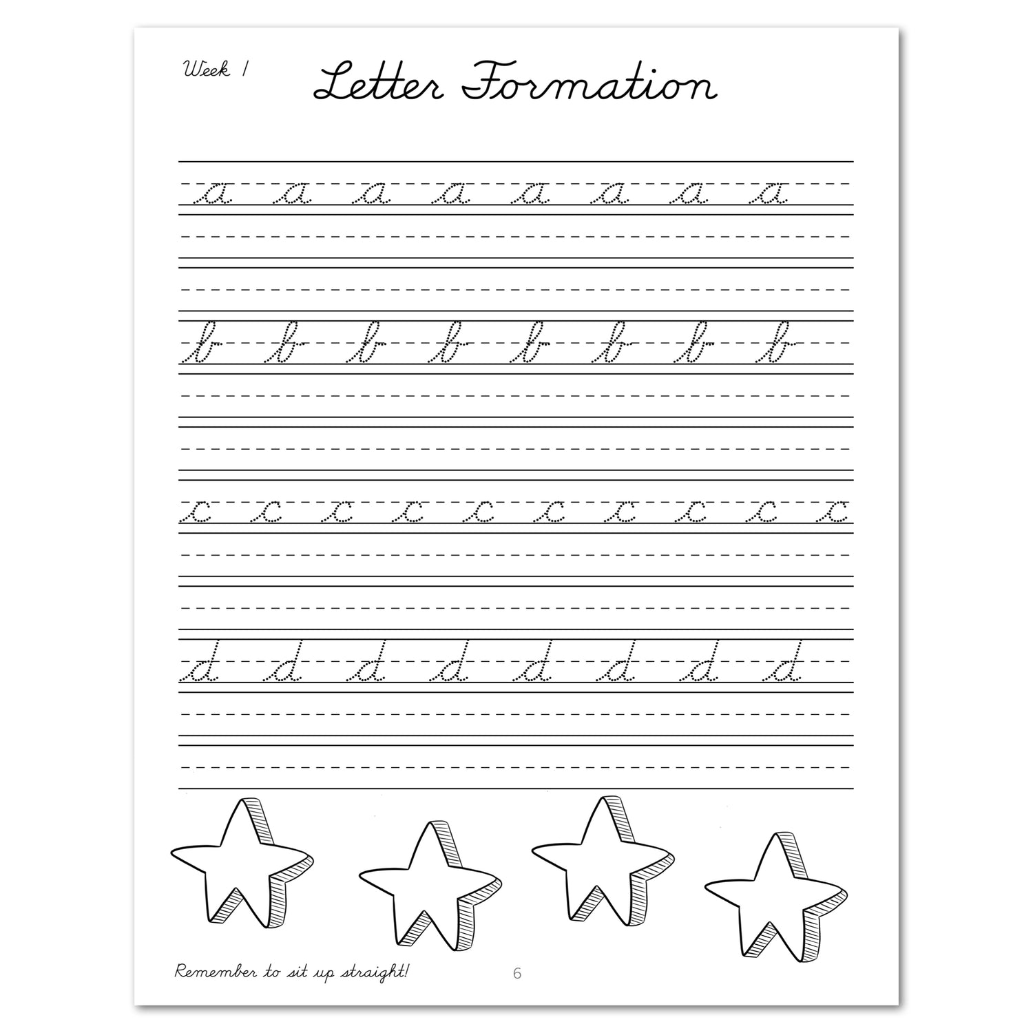 Space homeschool unit study digital student workbook, Cursive workbook letter formation worksheet