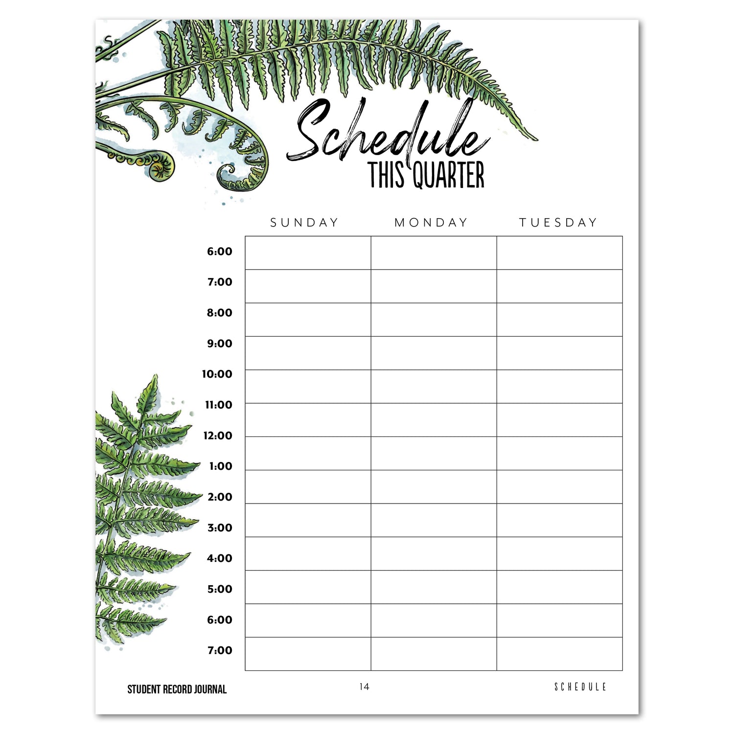 Student Tracker Journal in digital for homeschool schedule this quarter