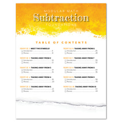 Subtraction Modular Math foundations printed book table of contents