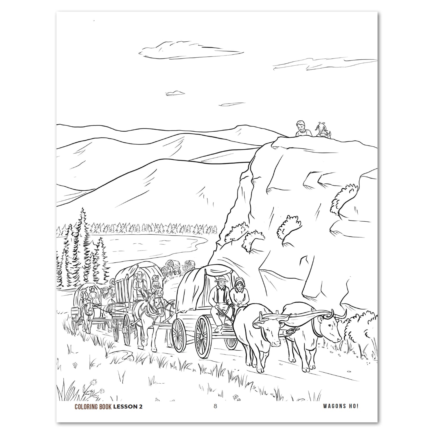 US History 3: Growing Identity: 1816-1899 Adventures Though History Homeschool Printed Coloring Book Lesson 2 Wagons Ho! 