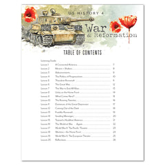 US History 4: War & Reformation: 1900-1945 Adventures Though History Homeschool Unit Study Digital Coloring Book Table of Contents