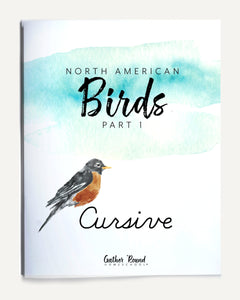 North America Birds part 1 homeschool unit study student workbook in cursive