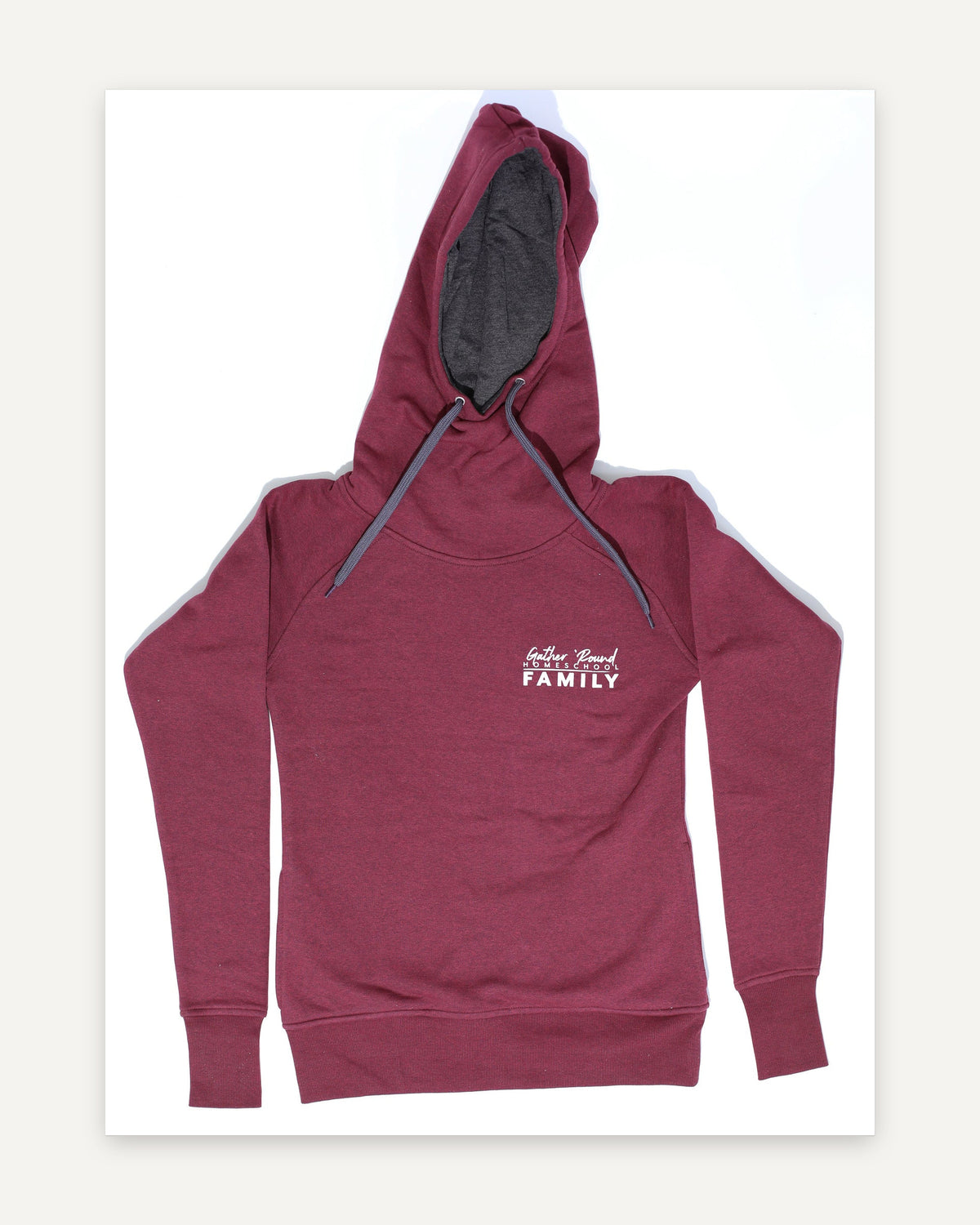 Gather 'Round Vintage Hoodie (Cardinal Heather) homeschool unit study, printed product image