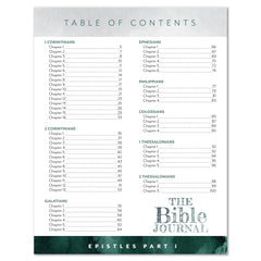 Bible Journal Epistles Part I Printed Table of Contents