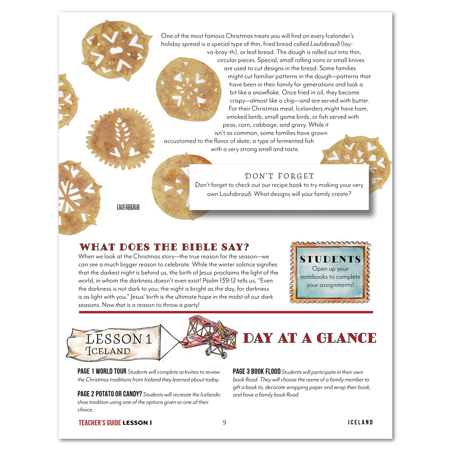 Christmas Around the World Homeschool Unit Study Printed Teacher's Guide Lesson 1 Iceland Part 2
