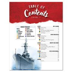 Alabama Fifty States Homeschool Unit Study Printed Student Book Level 1 Table of Contents