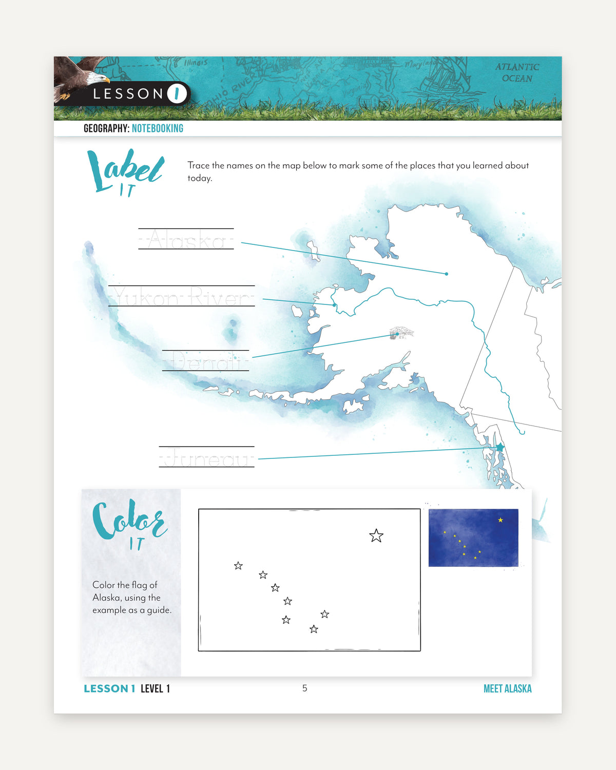 Alaska Fifty States Homeschool Unit Study Digital Level 1 Student Book Sample Page (page 5)