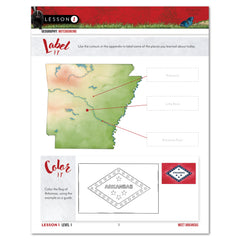 Arkansas Fifty States Unit Printed Student Book Level 1 Lesson 1 Page