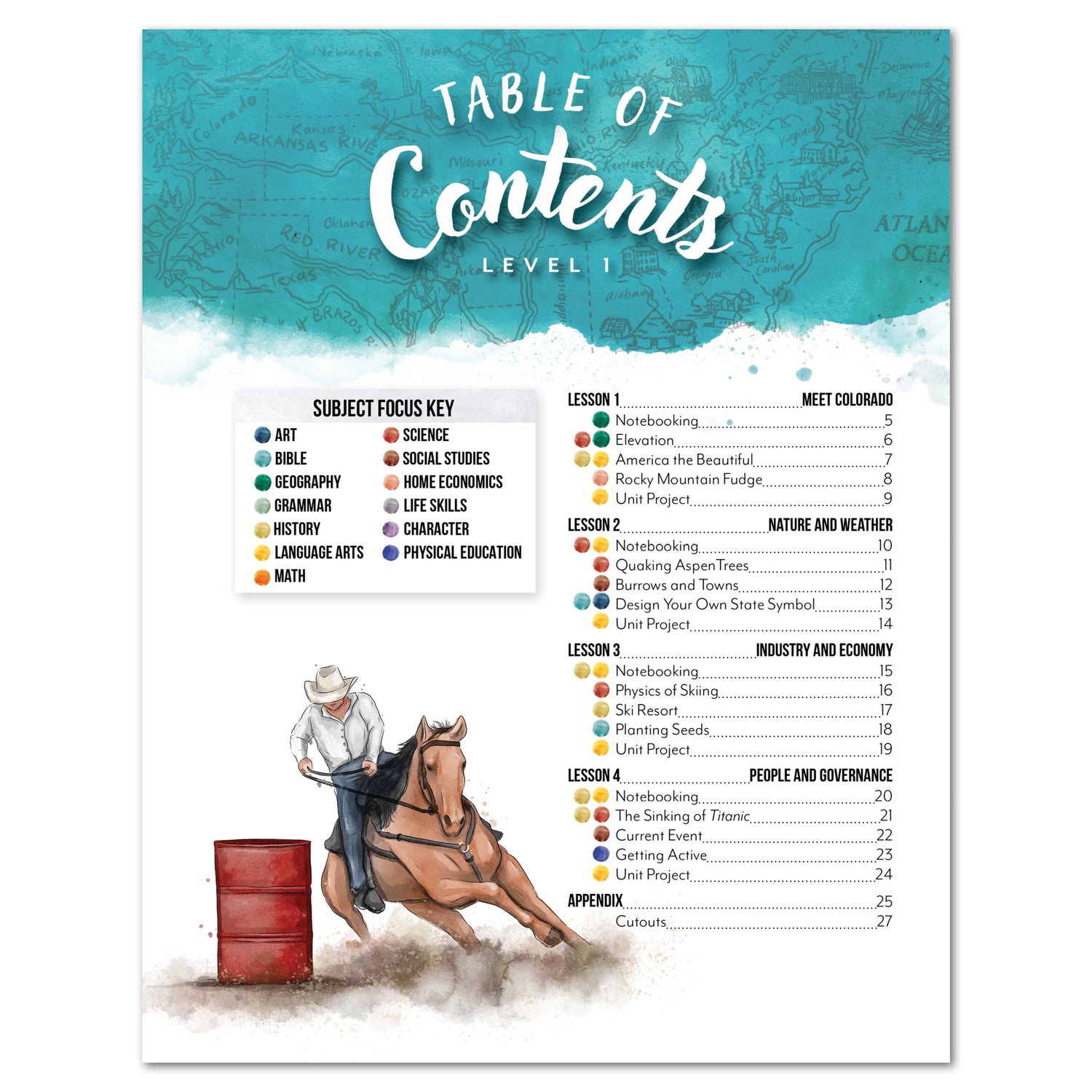 Colorado Fifty States Homeschool Unit Study Digital Student Book Level 1 Table of Contents