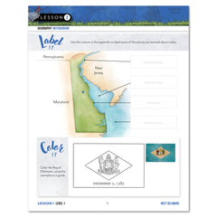 Delaware Fifty States Homeschool Unit Study Digital Student Book Level 1 Lesson 1 Page