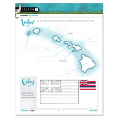 Hawaii Fifty States Homeschool Unit Study Printed Student Book Level 1 Lesson 1 Page