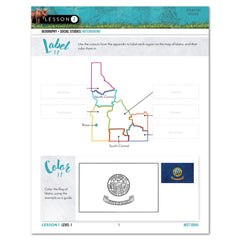 Idaho Fifty States Homeschool Unit Study Printed Student Book Level 1 Lesson 1 Page