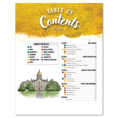 Indiana Fifty States Homeschool Unit Study Printed Student Book Level 1 Tabel of Contents