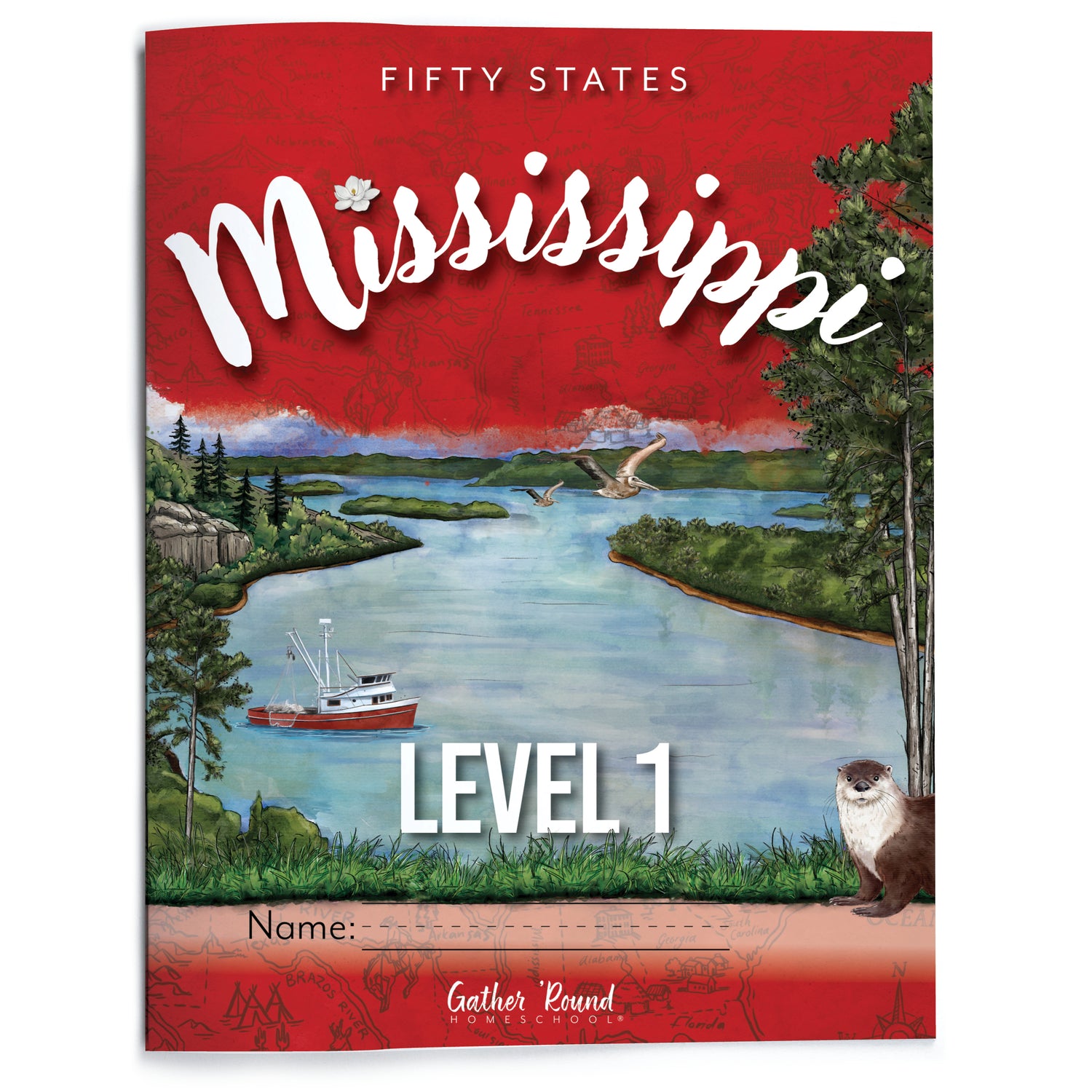 Cover of Mississippi Level 1 with image of river, greenery, and wildlife.
