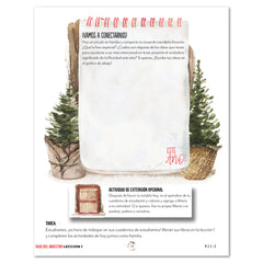 First Christmas homeschool unit study digital Teacher's Guide in Spanish lesson one part two 