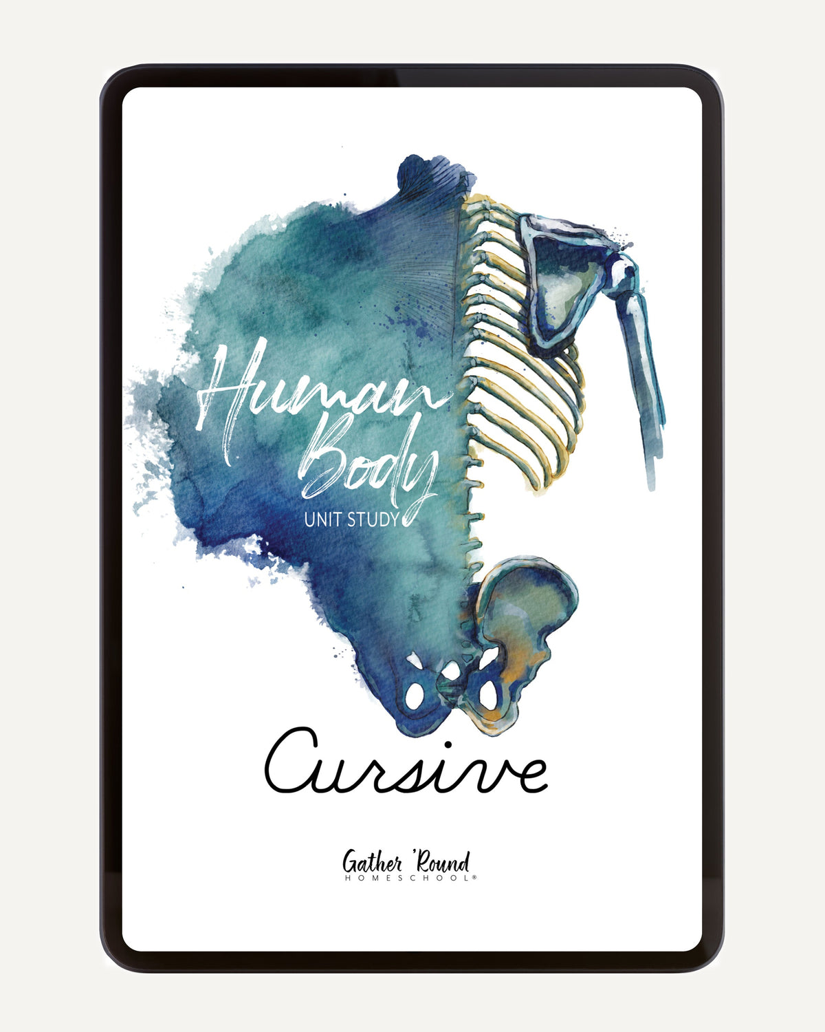 Human Body homeschool unit study digital student workbook in cursive