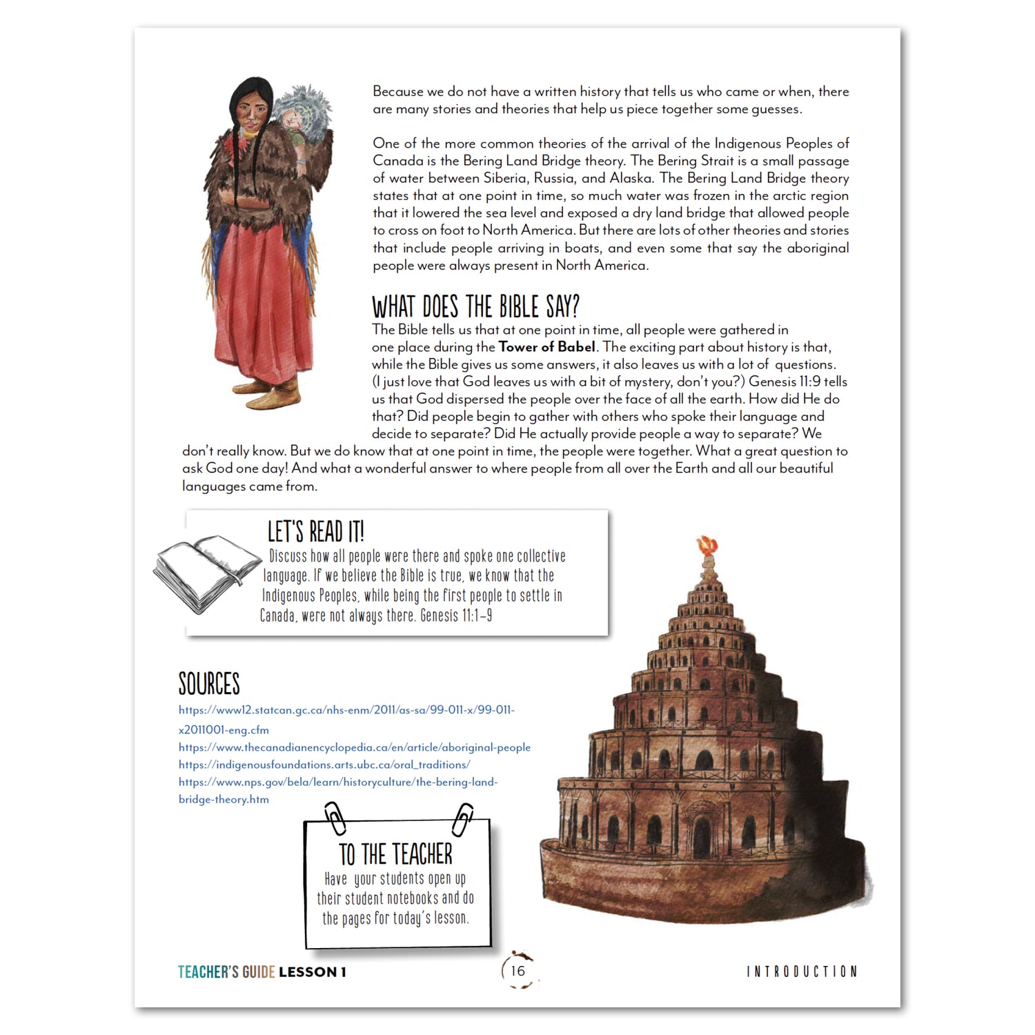 Indigenous Peoples homeschool unit study digital teacher's guide lesson one part two
