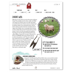 Letters + Numbers 2 On The Farm Printed Teacher's Guide Week 4 Lesson 14 Sharon's Wool