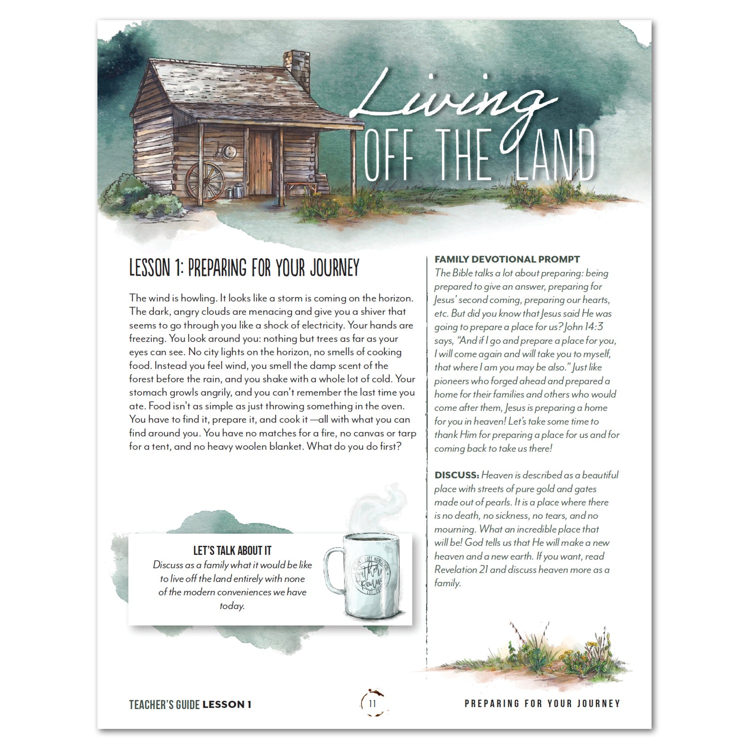 Living Off the Land homeschool unit daily lesson plan part one