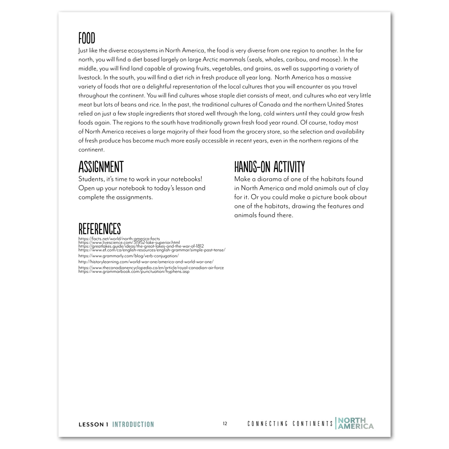 North America homeschool unit study digital Teacher's Guide lesson one part two