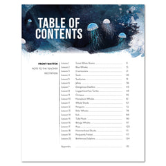 Ocean Life homeschool unit study print teacher's guide table of contents