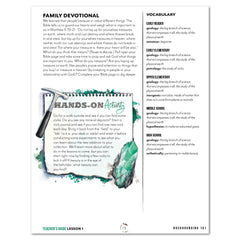 Rocks + Minerals homeschool unit study printed Teacher's Guide family devoltional