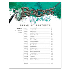 Rocks + Minerals homeschool unit study printed Teacher's Guide table of contents